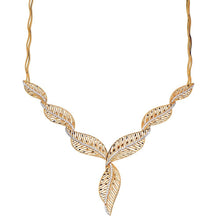 22K Gold Leaf Necklace Diamonds