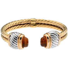Womens Gold Citrine Cable Cuff Bracelet