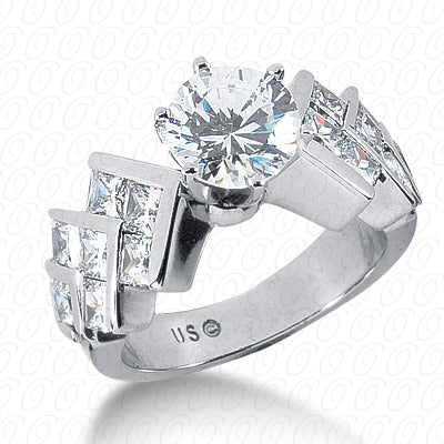 Round Center Set Diamond Accented Design Engagement Ring - ENR1887