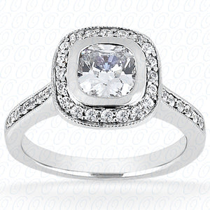 Cushion Center Set Diamond Halo Engagement Ring - ENR7106