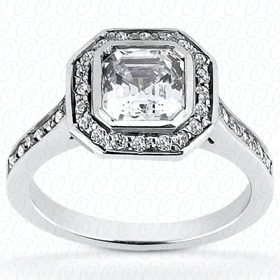Asscher Cut Center Diamond Bezel Set Engagement Ring  - ENR7117