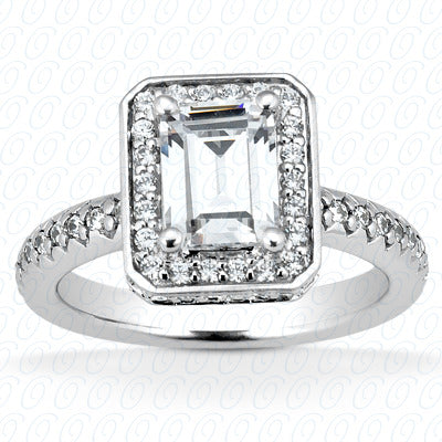 Emerald Center Set Diamond Halo Engagement Ring - ENR7309