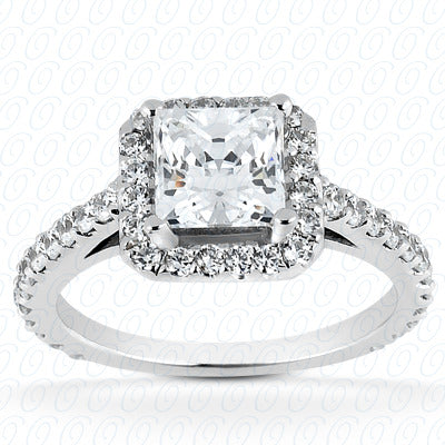 Halo Cushion Style Princess Cut Diamond Engagement Ring - ENR7898