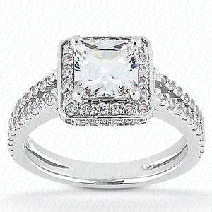 Princess Center Set Diamond Halo Engagement Ring - ENR8678