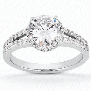 Round Center Cut Halo Diamond Engagement Ring With Split Diamond Band - ENR8722