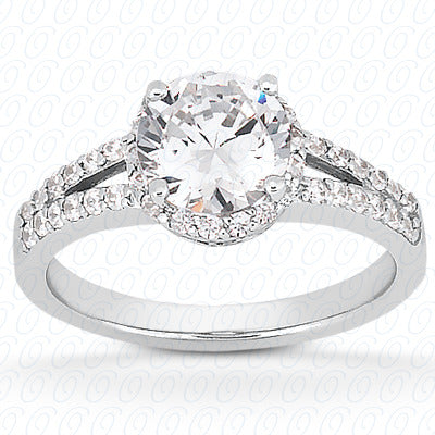 Round Center Cut Halo Diamond Engagement Ring With Split Diamond Band - ENR8722