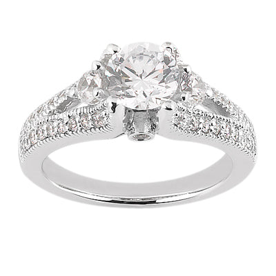 Round Center Venetian Antique Inspired Diamond Engagement Ring - ENR8795