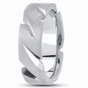 Mens Basic Diamond Carved Wedding Band  - M365