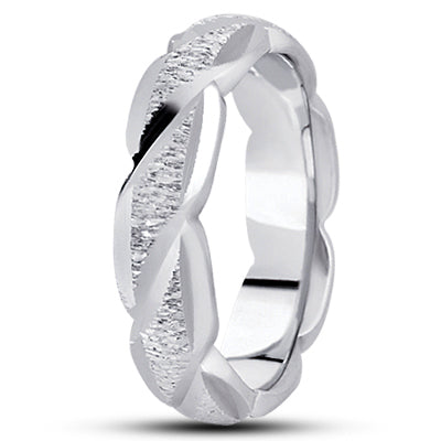 Mens Fancy Carved Diamond Cut Wedding Band  - M626
