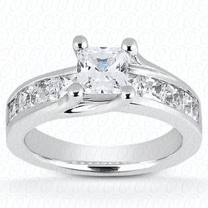 Princess Cut Center Four Prong Diamond Engagement Ring