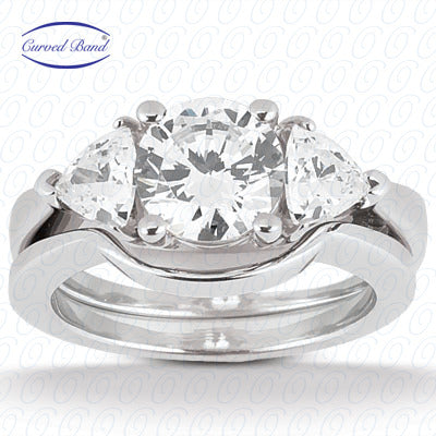 Round Center Semi Mount Curved Band Diamond Engagement Ring - ENS1367-A