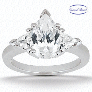 Pear Diamond Semi Mount Trillion Diamond Engagement Ring - ENS1391-A