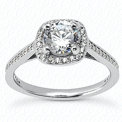 Round Center Diamond With A Cushion Halo Design Diamond Engagement Ring - ENS2067-1-A