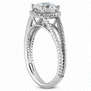 Cushion Center Prong Set Halo Diamond Engagement Ring - ENS2075-6.5x6.5-A
