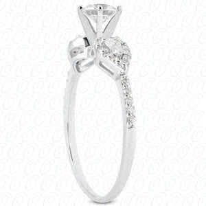 Round Center Prong Set Petal Design Diamond Engagement Ring - ENS3109-A