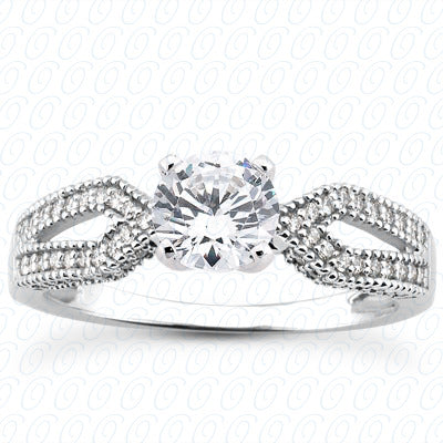 Round Center Bowtie Design Prong Set Diamond Engagement Ring - ENS3130-A