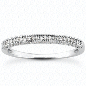 Round Brilliant Milgrain Design Prong Set Diamond Wedding Band - ENS3130-B