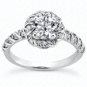 Round Center Floral Swirl Design Diamond Engagement Ring - ENS3185-A