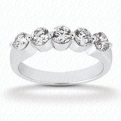 Round Brilliant Shared Prongs Diamond Wedding Band - WB2260